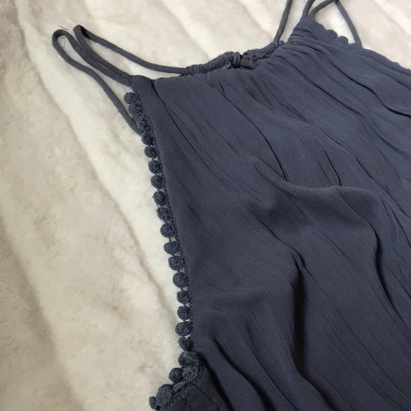 A&F Chiffon High Neck Navy Skater Dress - Picture 4 of 9